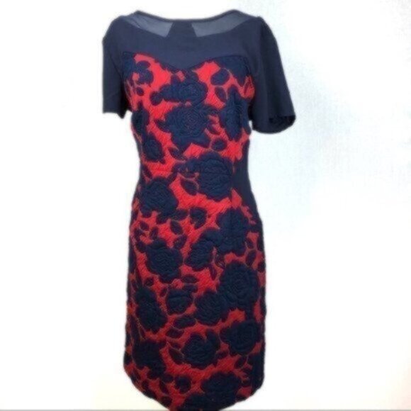NWT Anthropologie Maeve Navy & Red Dressy Party Boho Dress Med - Picture 1 of 10